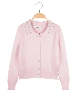 Injuly Cardigan da bambina in maglia con bottoni gioiello