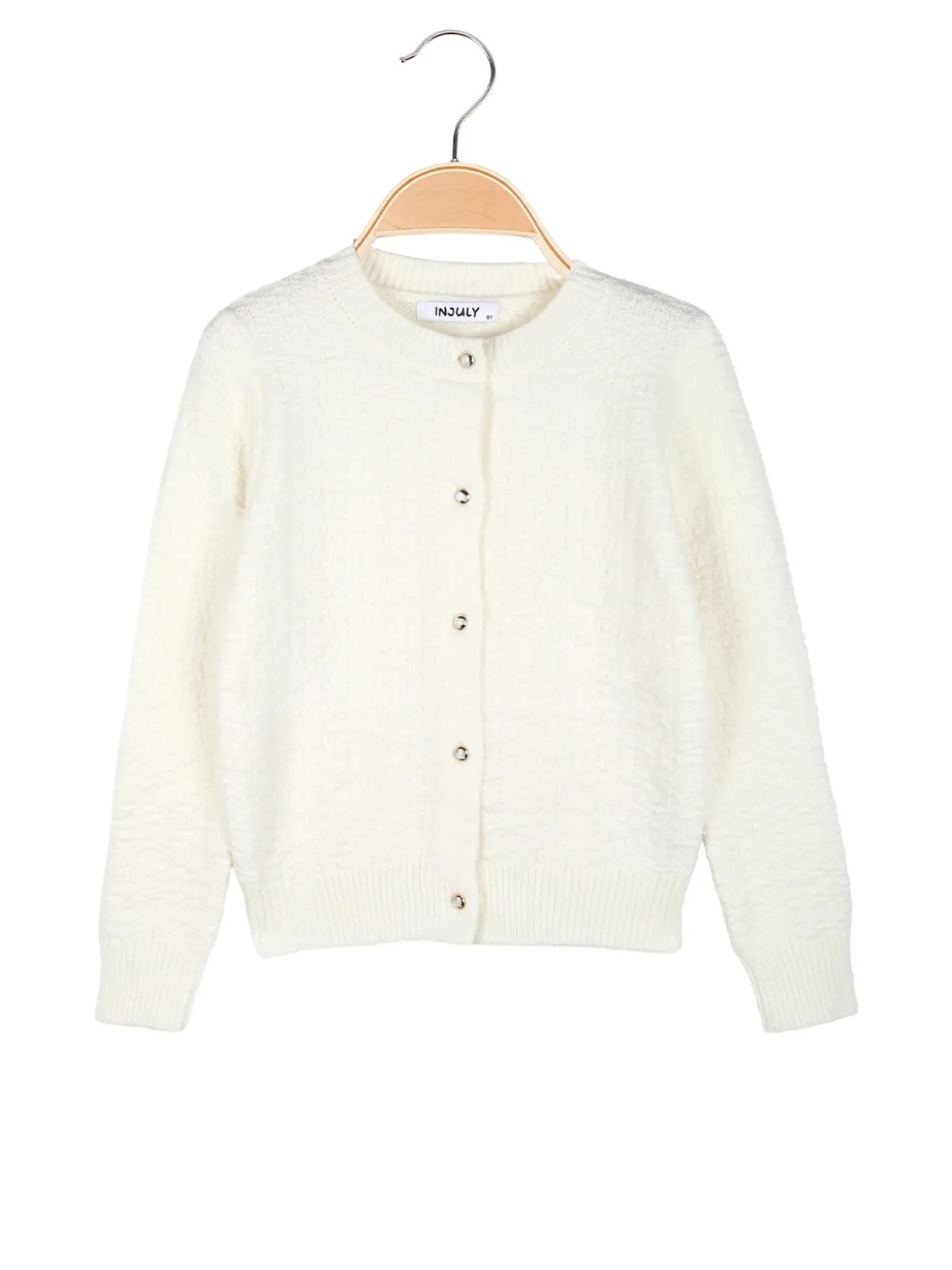 Injuly Cardigan da bambina in maglia con bottoni - panna