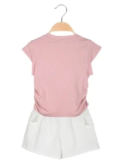 Injuly Completo corto da bambina con t-shirt e shorts con tasconi laterali