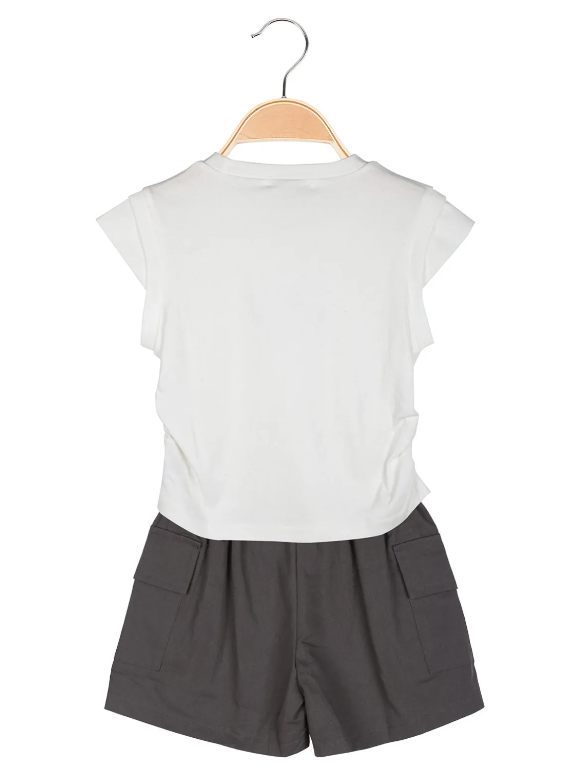 Injuly Completo corto da bambina con t-shirt e shorts con tasconi laterali