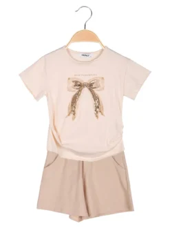 Injuly Completo corto da bambina 2 pezzi con t-shirt e shorts