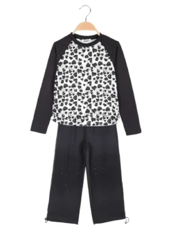 Injuly Completo 2 pezzi da bambina con maglietta stampata e pantaloni a zampa