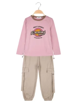 Injuly Completo 2 pezzi da bambina maglietta + pantaloni con tasconi