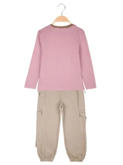 Injuly Completo 2 pezzi da bambina maglietta + pantaloni con tasconi