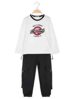 Injuly Completo 2 pezzi da bambina maglietta + pantaloni con tasconi