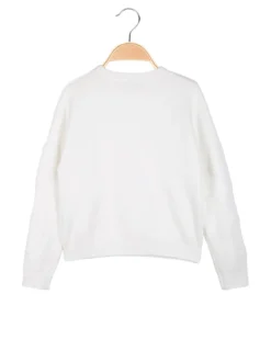 Injuly Maglione da bambina cuori - bianco