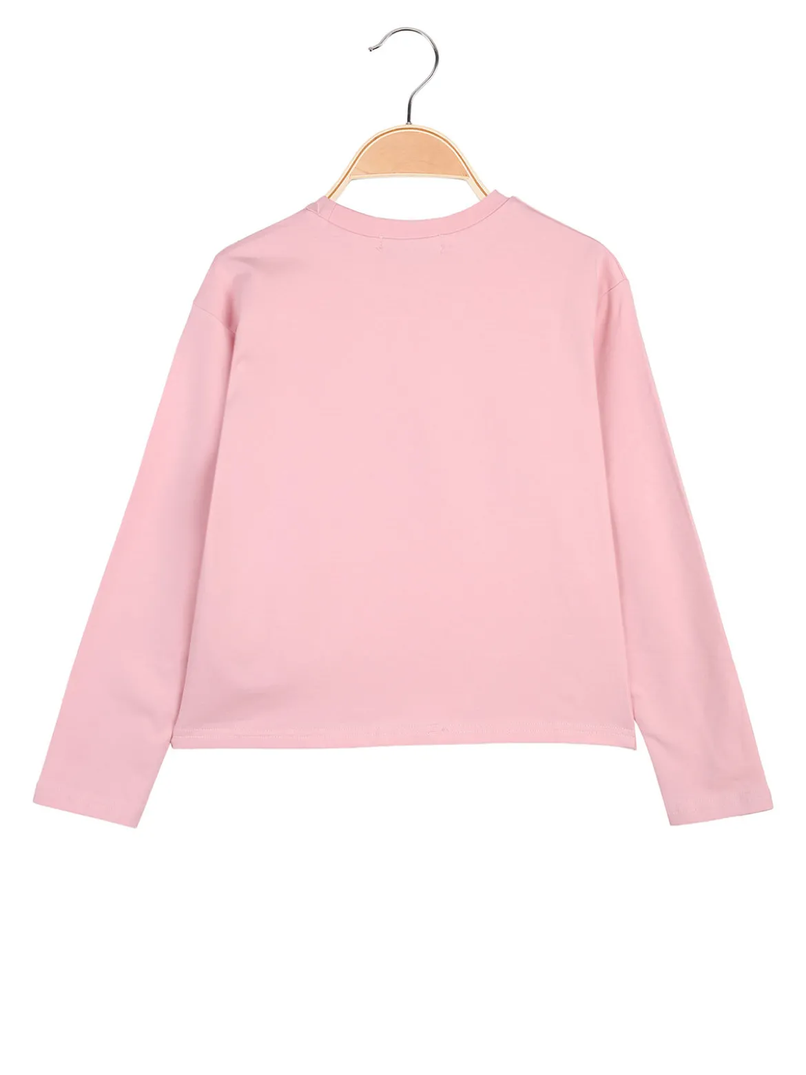Injuly T-shirt da bambina in cotone a maniche lunghe con stampa - rosa