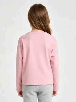 Injuly T-shirt da bambina in cotone a maniche lunghe con stampa - rosa