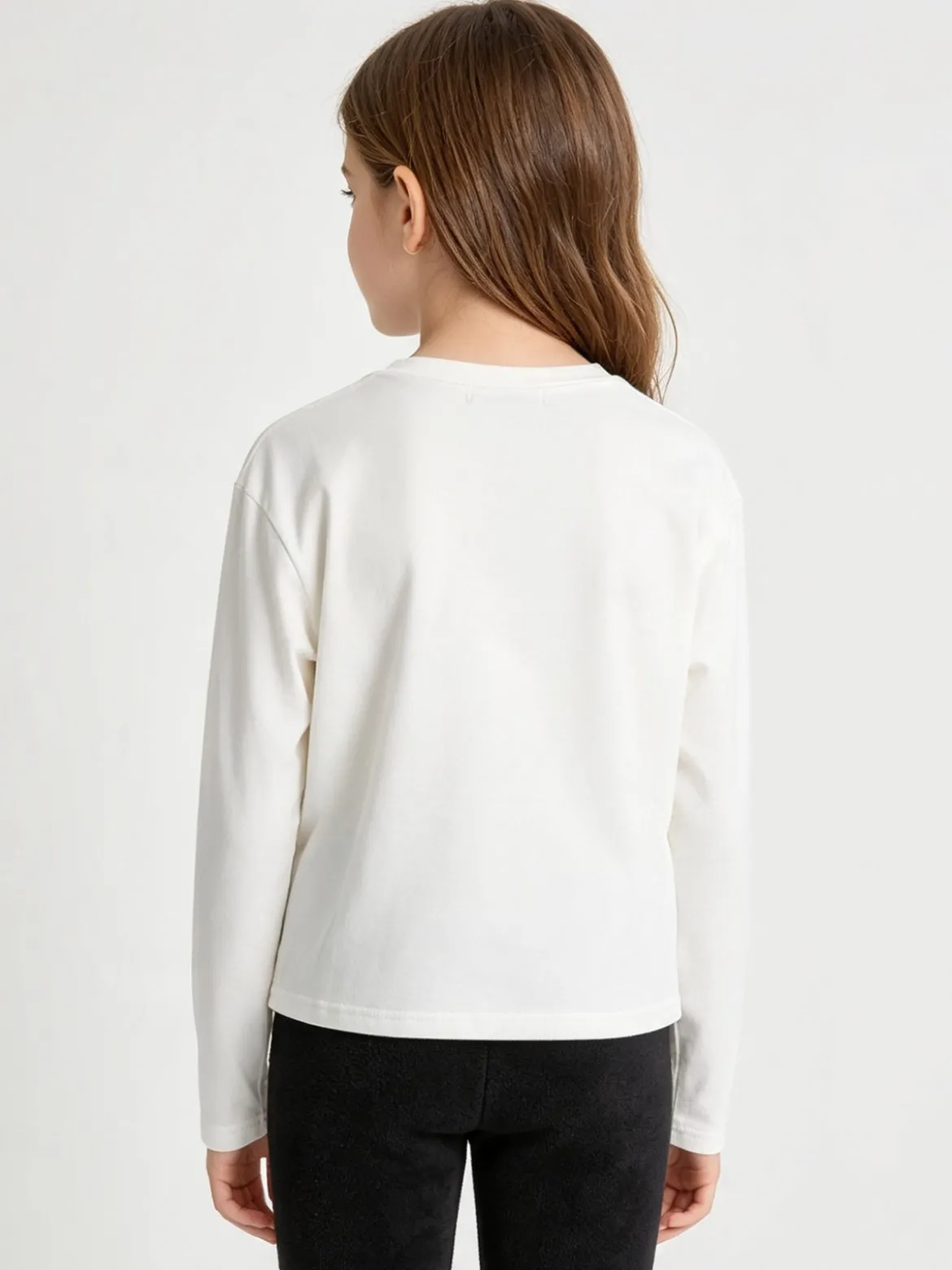 Injuly T-shirt da bambina in cotone a maniche lunghe con stampa - bianco