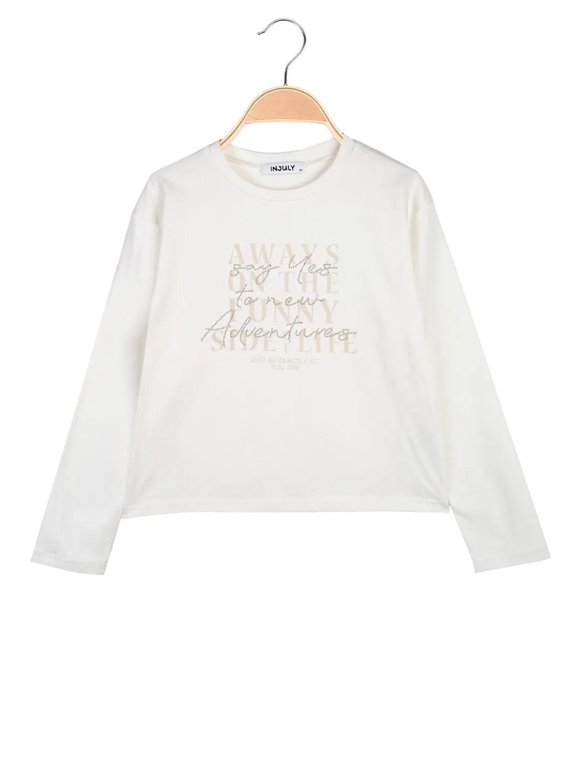 Injuly T-shirt da bambina in cotone a maniche lunghe con stampa - bianco