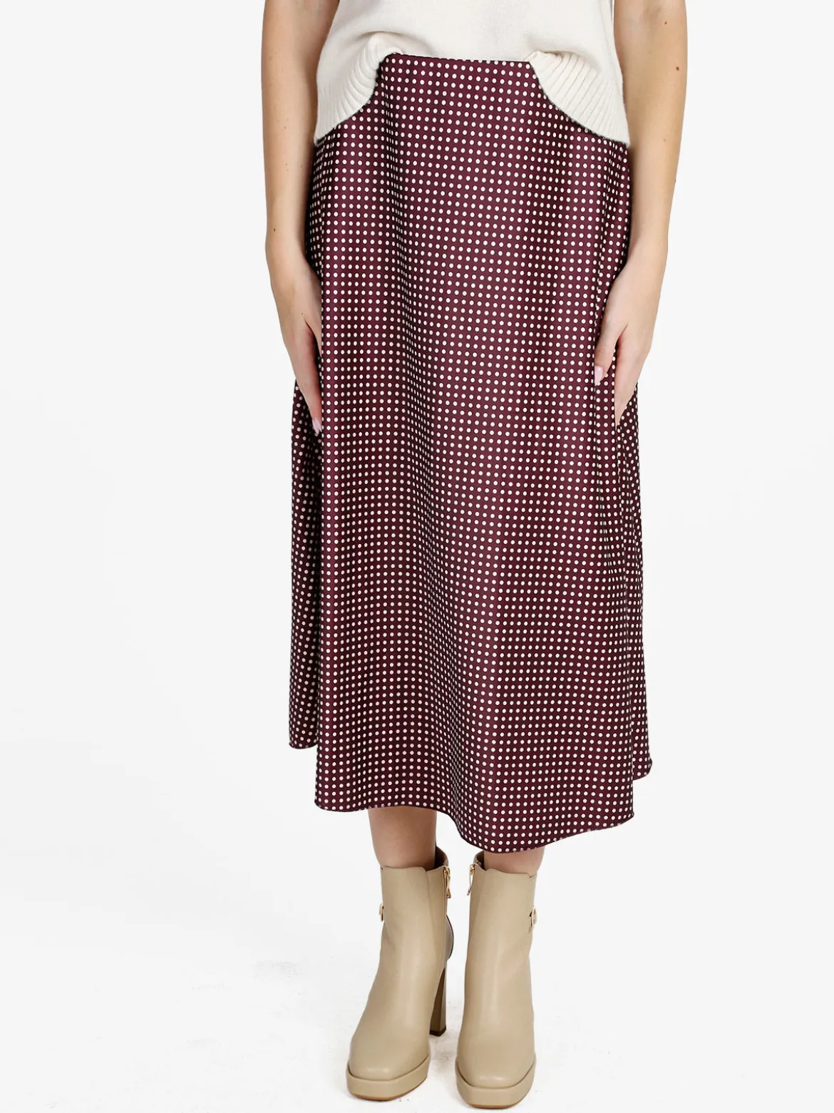 Insta Firenze Gonna midi donna a pois - bordeaux