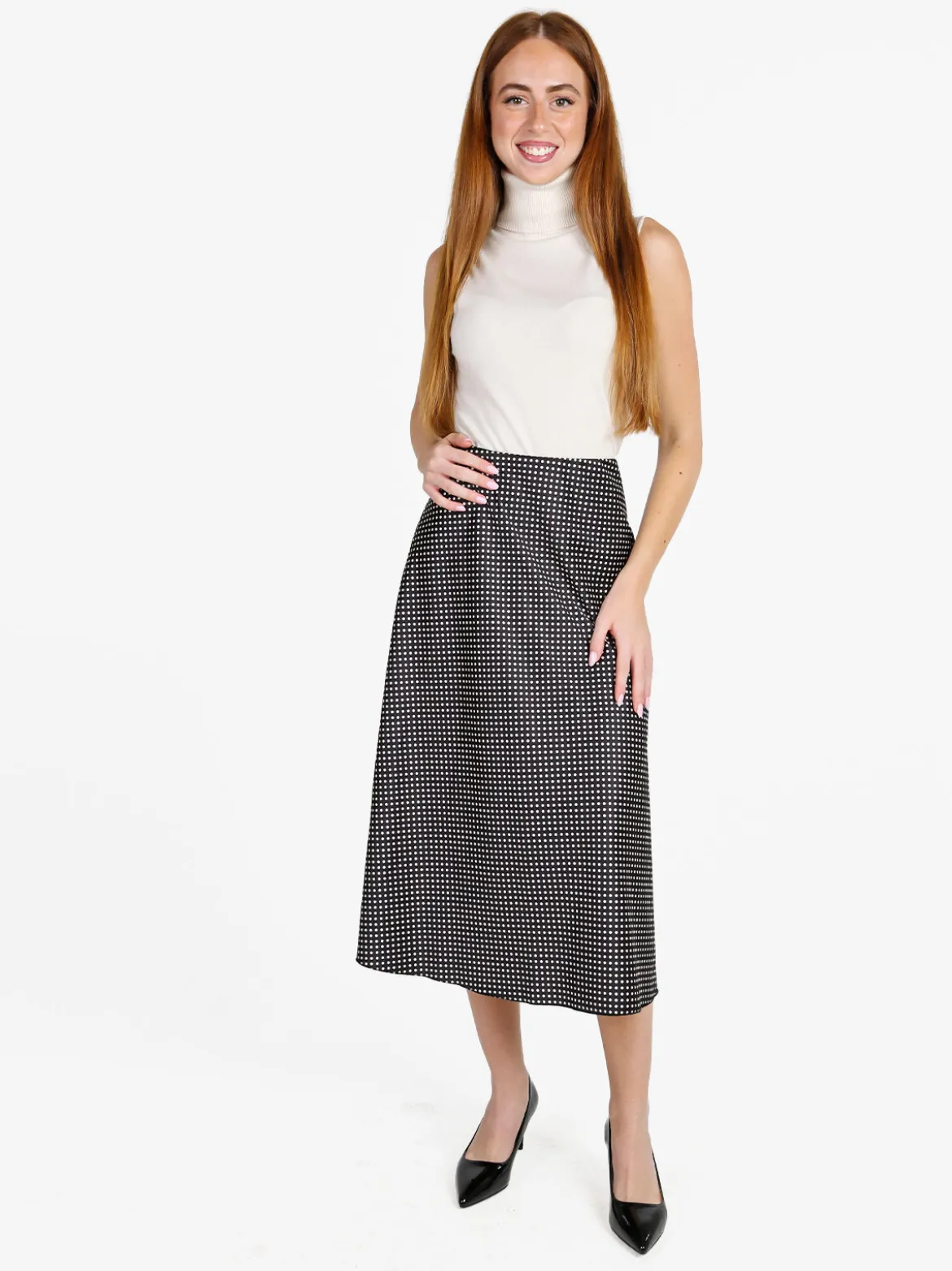 Insta Firenze Gonna midi donna a pois - nero