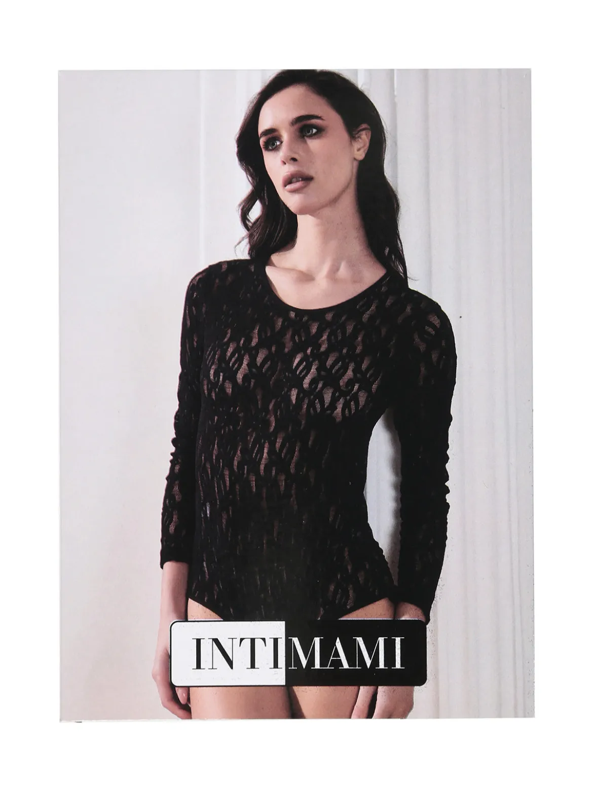 Intimami Body donna a maniche lunghe in pizzo - nero