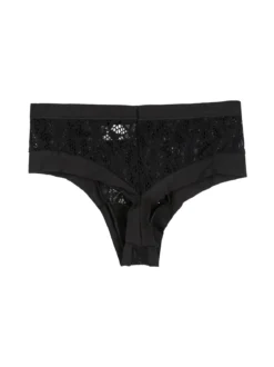 Intimami Brasiliana alta con pizzo in cotone bielastico - nero