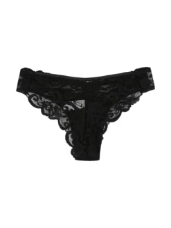 Intimami Brasiliana donna con pizzo in cotone bielastico - nero