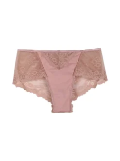Intimami Brasiliana donna con pizzo in cotone bielastico - rosa