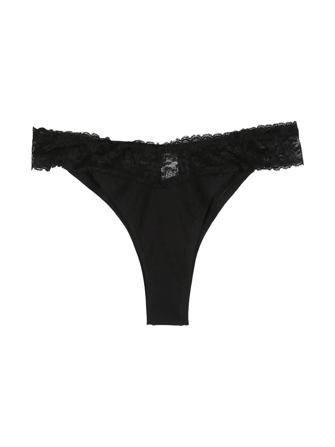 Intimami Brasiliana in cotone bielastico con pizzo - nero