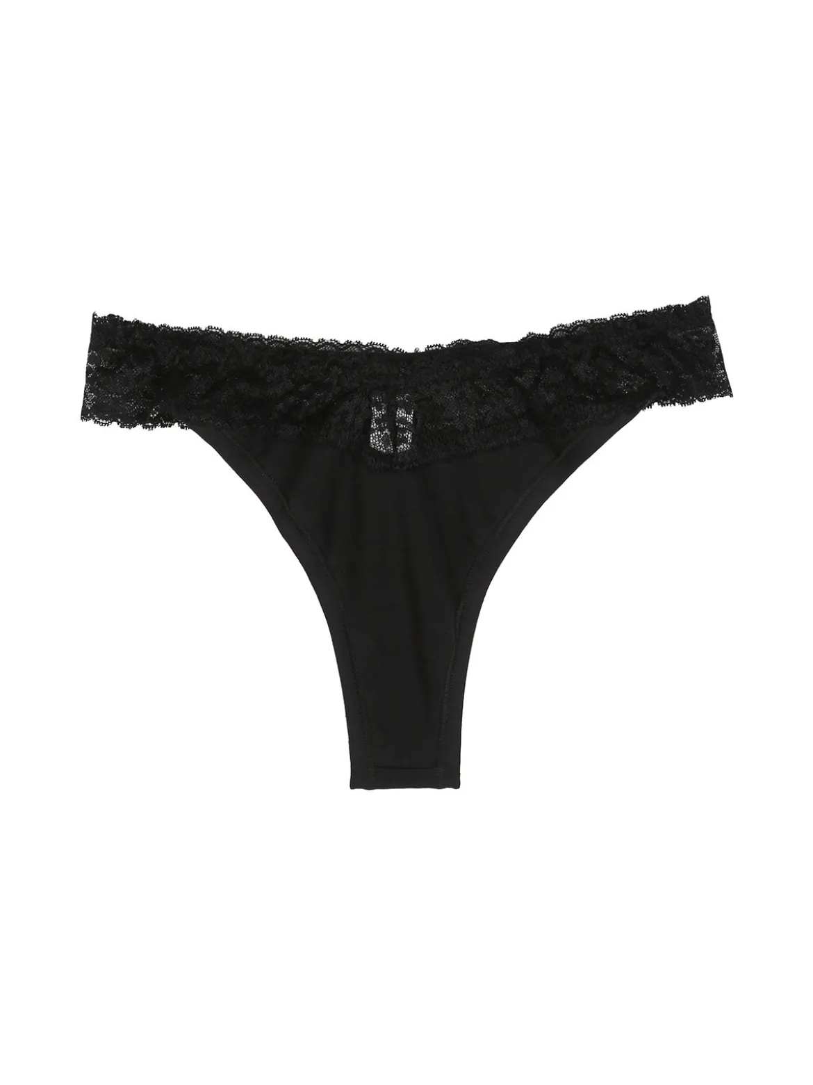 Intimami Brasiliana in cotone bielastico con pizzo - nero