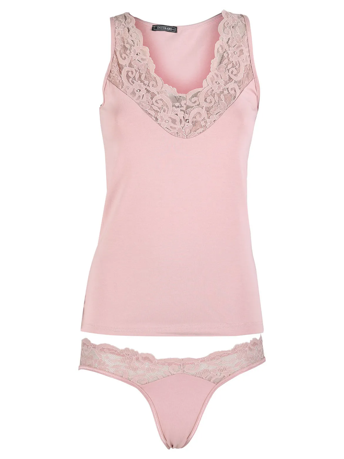 Intimami Coordinato intimo donna in pizzo con top e brasiliana - rosa