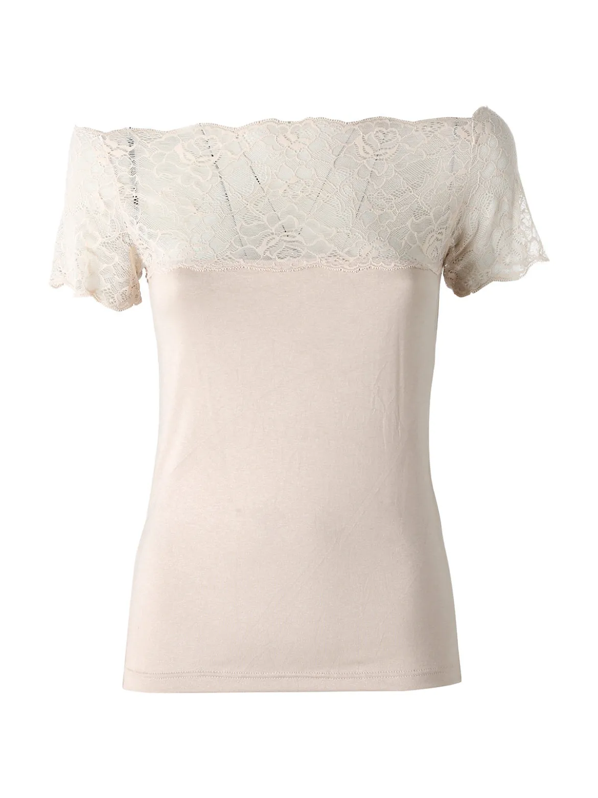 Intimami Maglia donna a maniche corte con pizzo - nudo