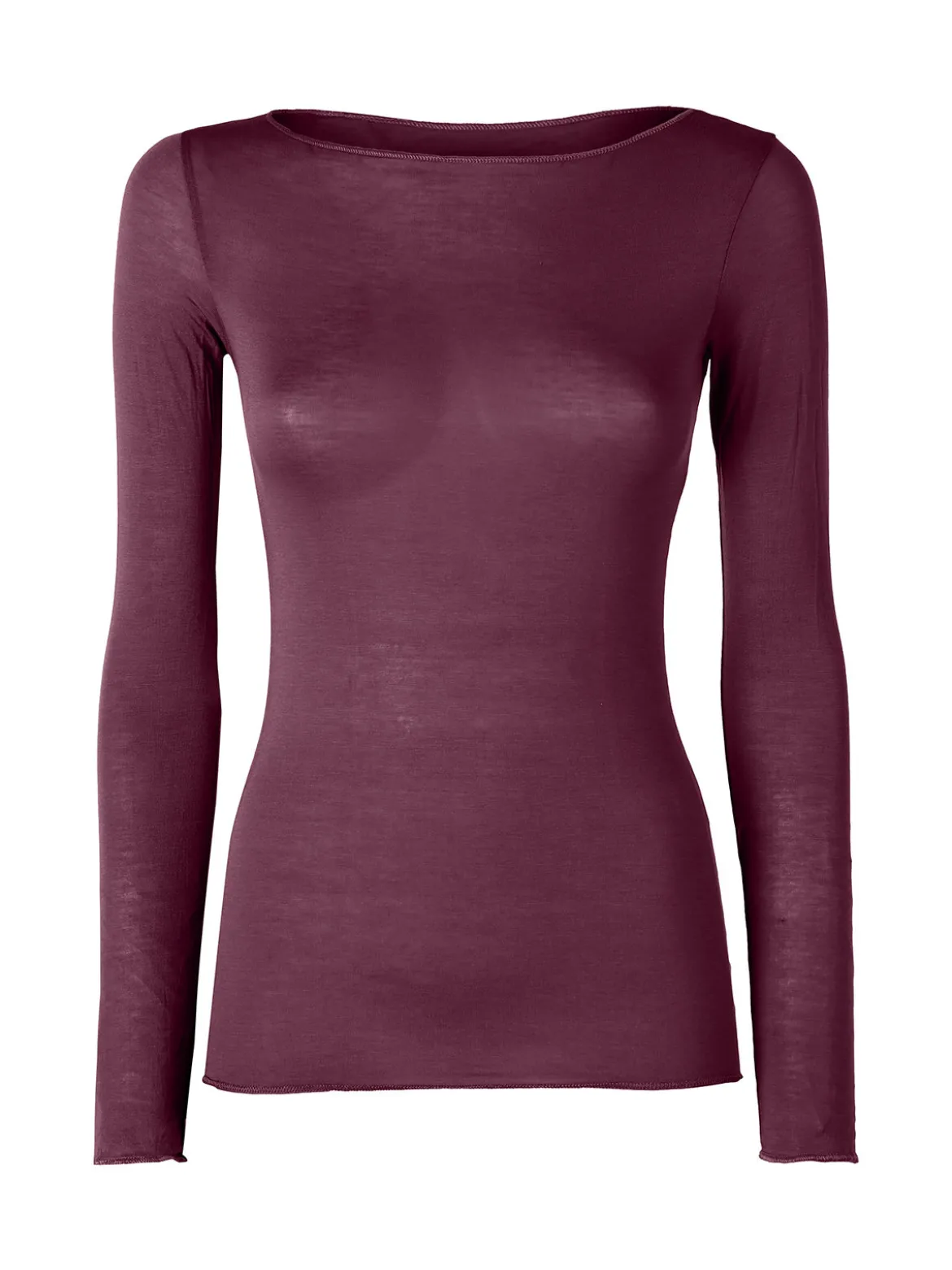 Intimami Maglia donna a maniche lunghe in misto lana con scollo a barca - bordeaux