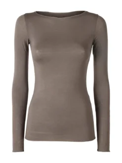 Intimami Maglia donna a maniche lunghe in misto lana con scollo a barca - grigio scuro