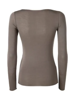 Intimami Maglia donna a maniche lunghe in misto lana con scollo a barca - grigio scuro