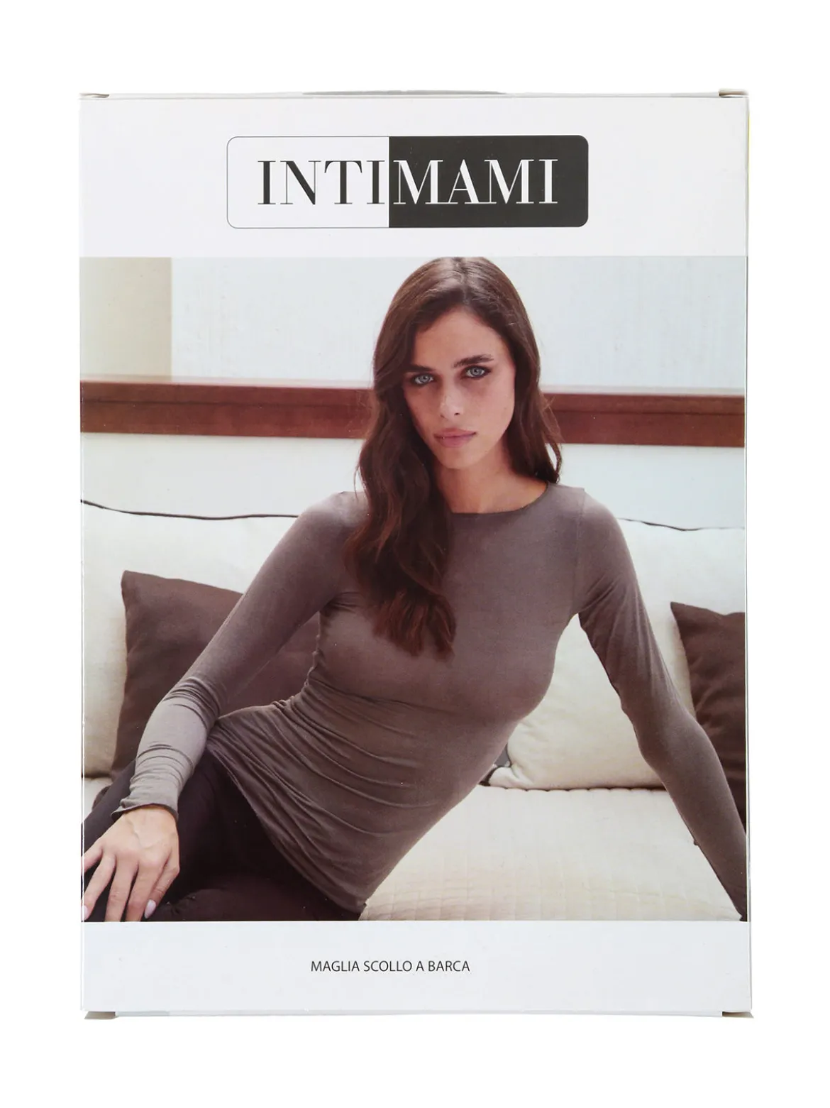 Intimami Maglia donna a maniche lunghe in misto lana con scollo a barca - grigio scuro