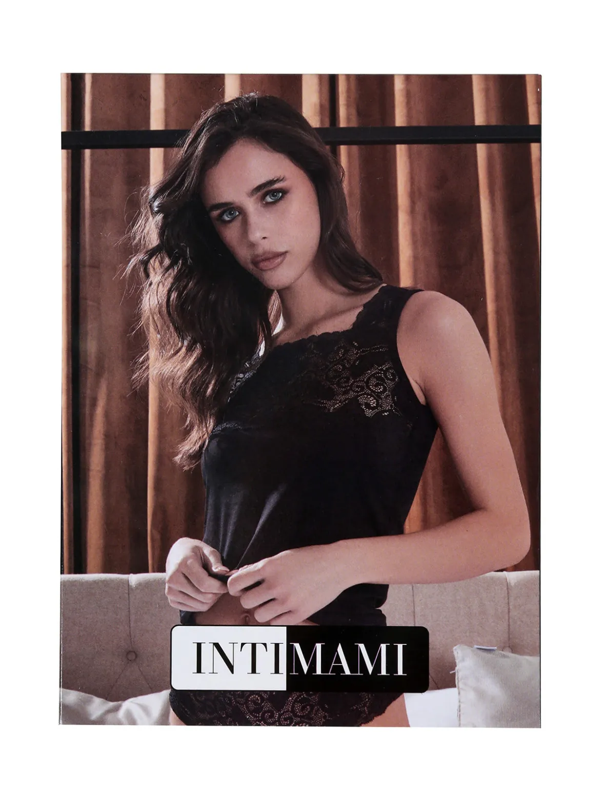 Intimami Top donna a spalla larga con pizzo in cotone bielastico