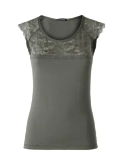 Intimami Top donna a spalla larga con scollo in pizzo - verde
