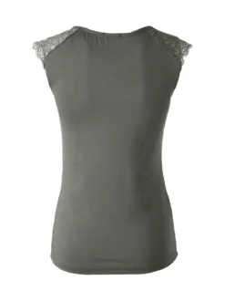 Intimami Top donna a spalla larga con scollo in pizzo - verde