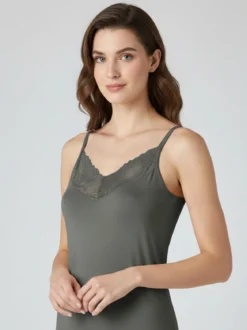 Intimami Top donna con spalline sottili e scollo in pizzo - verde