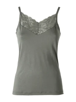 Intimami Top donna con spalline sottili e scollo in pizzo - verde
