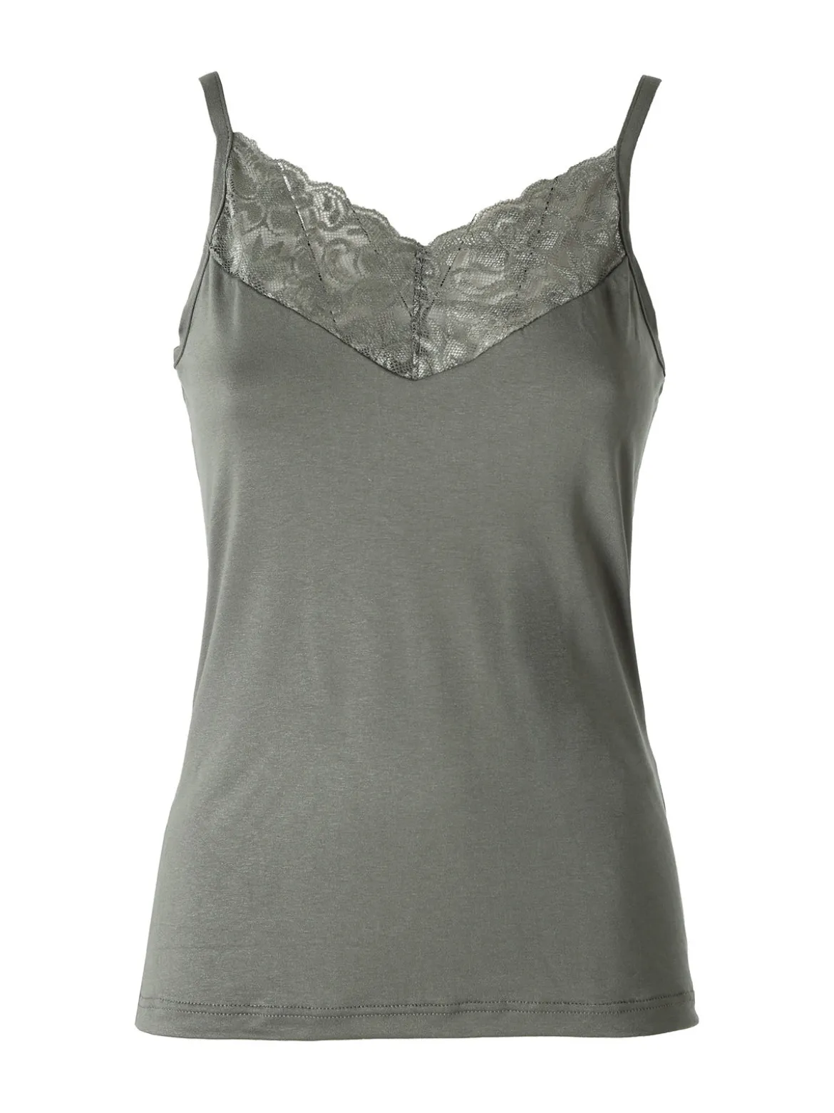 Intimami Top donna con spalline sottili e scollo in pizzo - verde