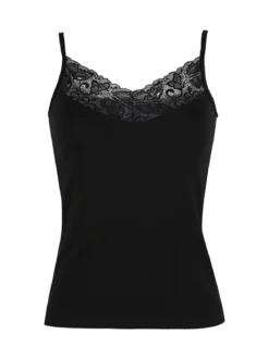 Intimami Top donna con spalline sottili in cotone bielastico - nero