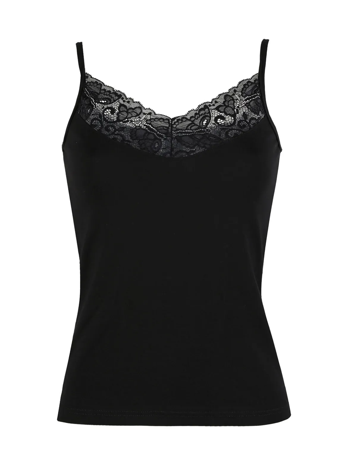 Intimami Top donna con spalline sottili in cotone bielastico - nero