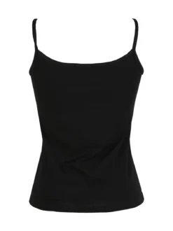 Intimami Top donna con spalline sottili in cotone bielastico - nero