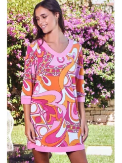 Intimami Vestitino donna con maniche a 3/4 e scollo a V