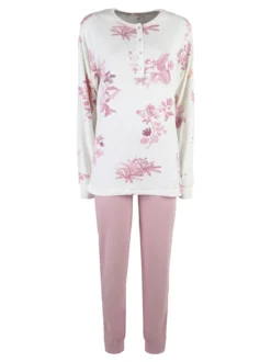 Irge Pigiama donna fiorato in cotone interlock - rosa