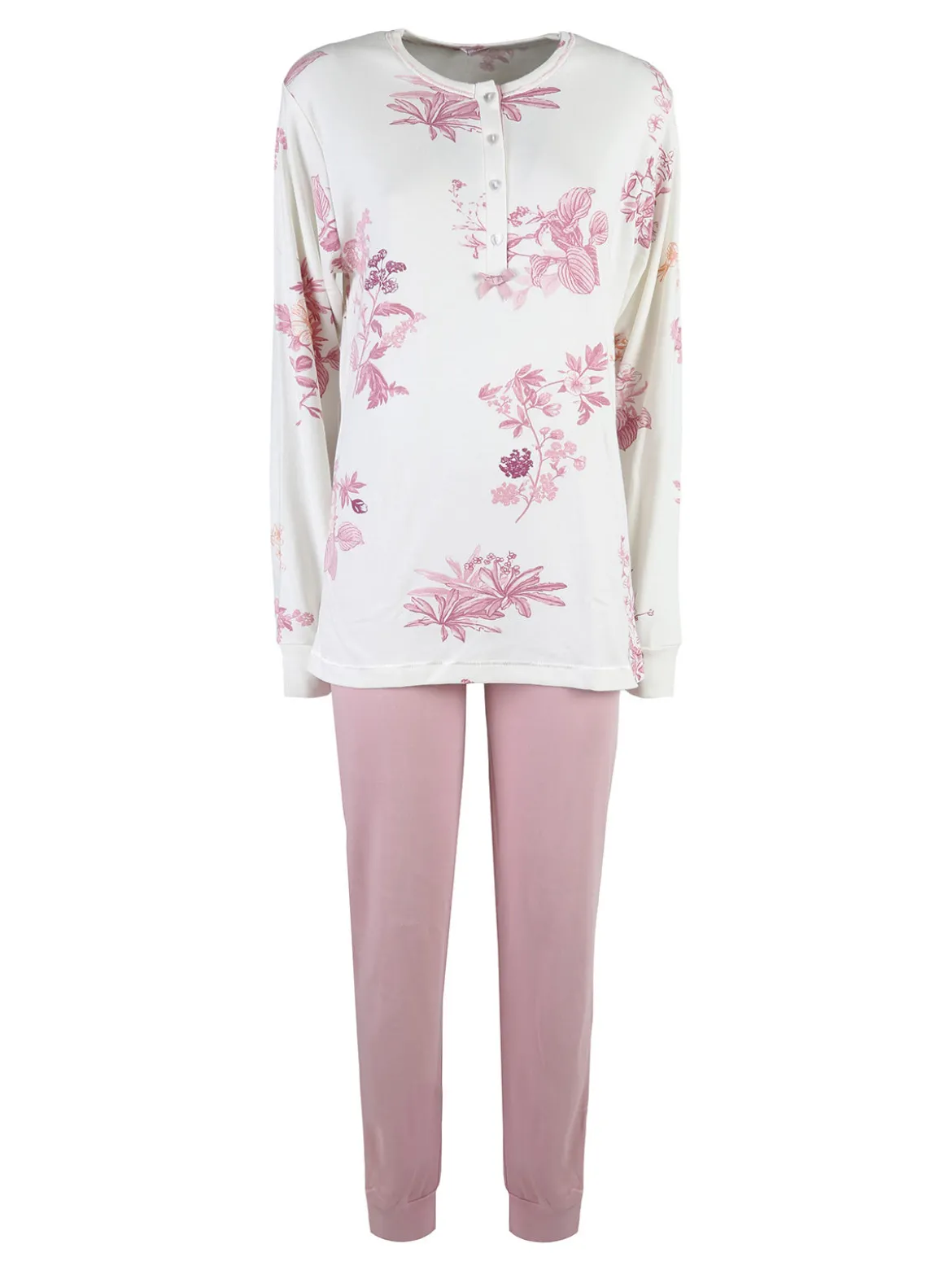 Irge Pigiama donna fiorato in cotone interlock - rosa