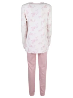 Irge Pigiama donna floreale in cotone interlock - rosa