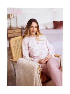 Irge Pigiama donna floreale in cotone interlock - rosa