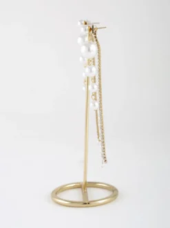 Italian Style Orecchini pendenti da donna con perle e strass