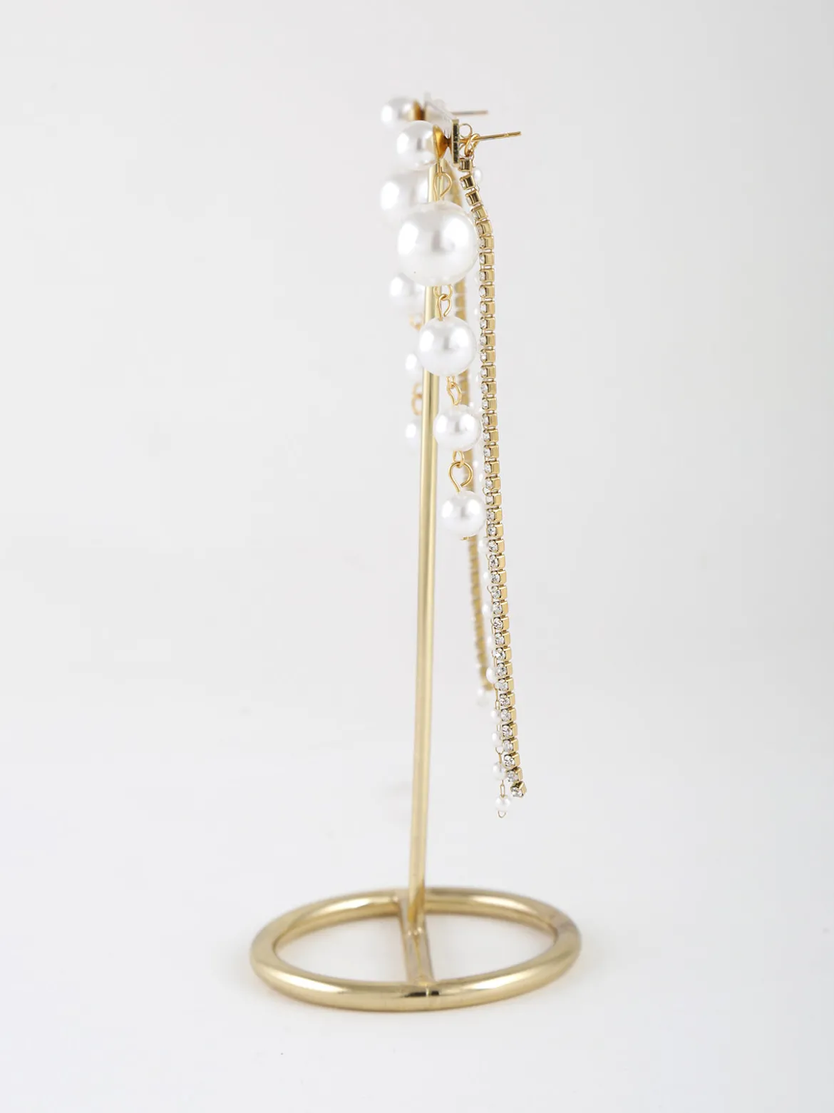 Italian Style Orecchini pendenti da donna con perle e strass
