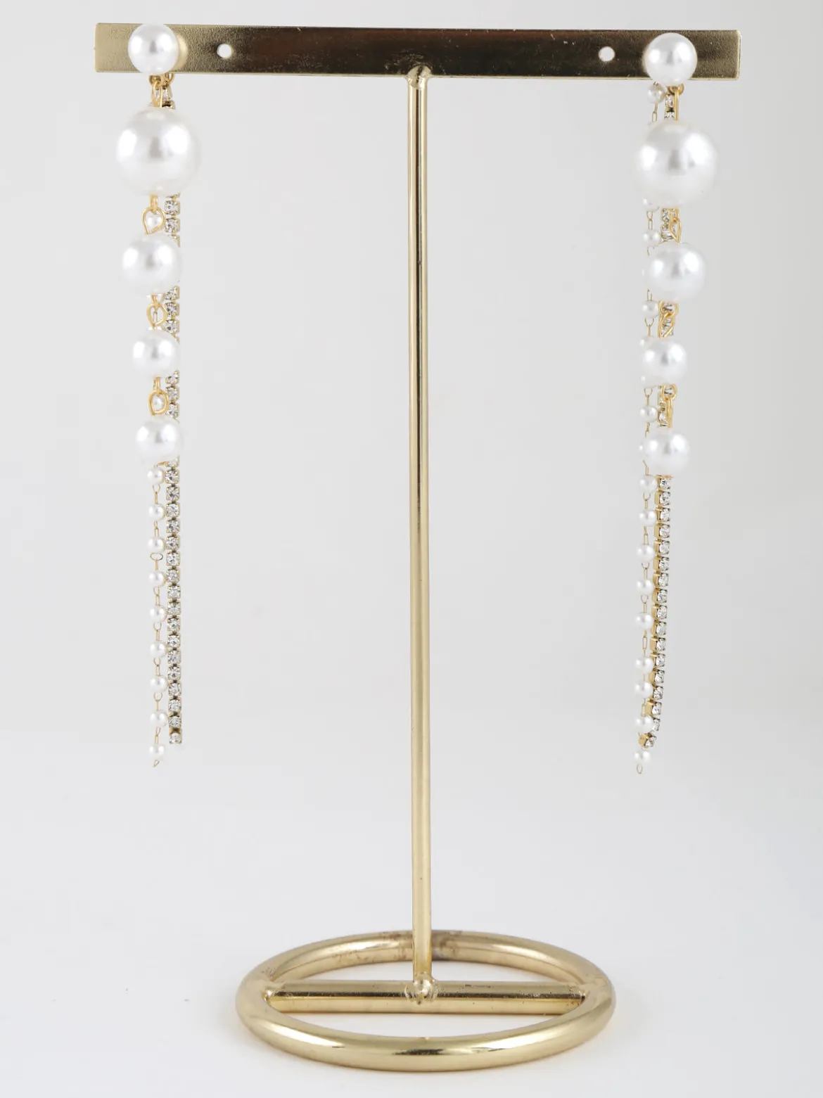Italian Style Orecchini pendenti da donna con perle e strass