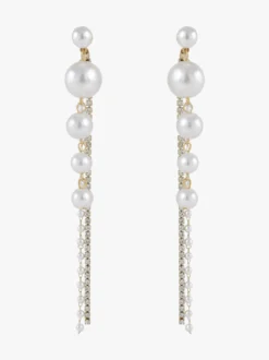 Italian Style Orecchini pendenti da donna con perle e strass