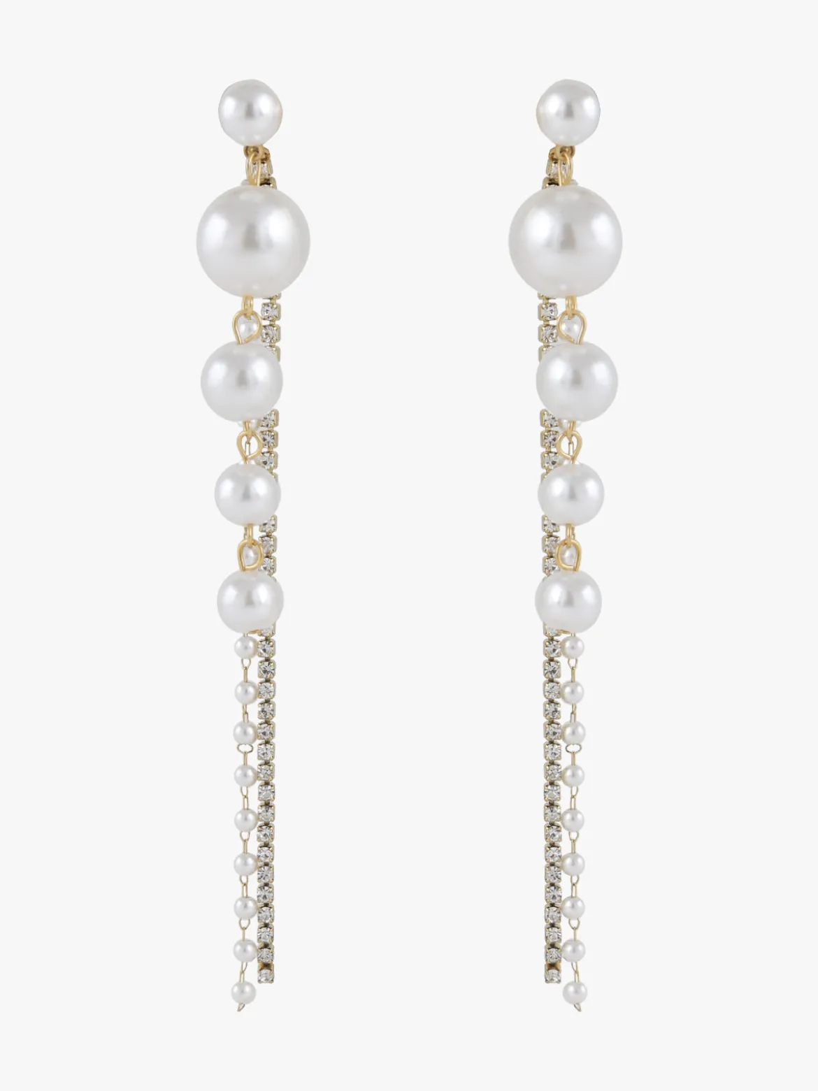 Italian Style Orecchini pendenti da donna con perle e strass