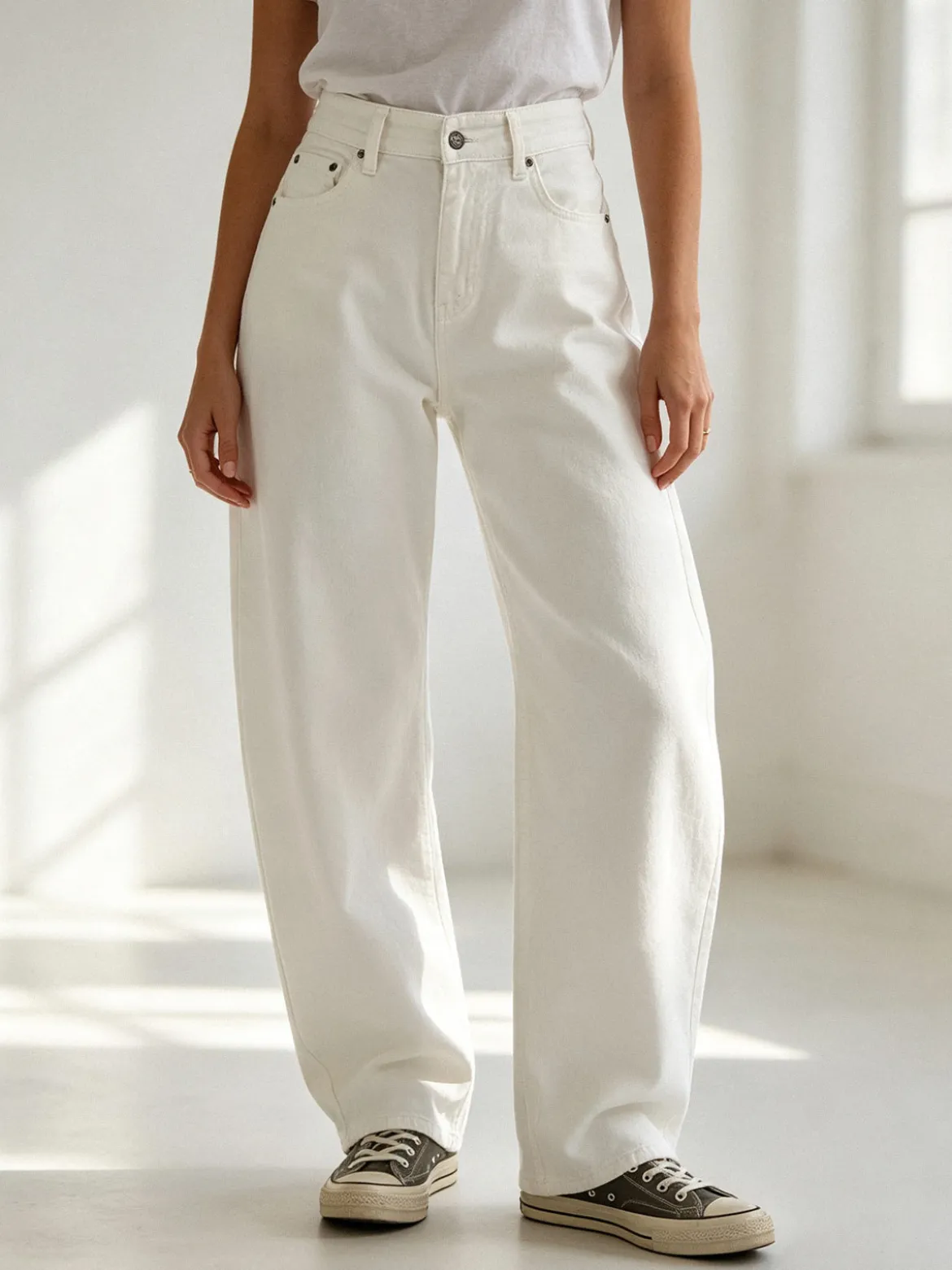 Jack Berry Pantaloni jeans da donna a palloncino - bianco