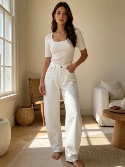 Jack Berry Pantaloni jeans da donna a palloncino - bianco