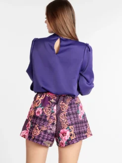 Jack Moda Blusa donna in raso con bottoni a perla